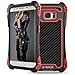 G-WACK Premium Carbon Fiber Aluminum Protective Metal Case Cover Extreme Shockproof Military Bumper Shell Case For Samsung Galaxy S7 Edge (Red/Black)