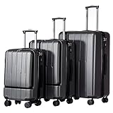 Coolife Luggage Expandable Suitcase 3 Piece Set with TSA Lock with Computer Pocket