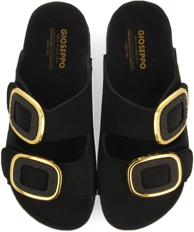 Sandálias Bio Style Pretas com Ornamento de Joias para Mulheres BUDAORS