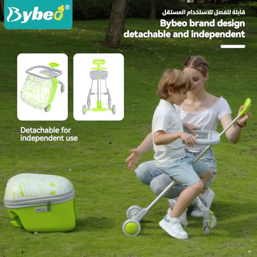 2PCS Kids Ride-on Luggage Set, 20" Expandable Carry-on Rolling Suitcase with Child Guardrail, Kids Trolley Case with Handle, Sit Down Trolley Suitcase for Toddlers With 360° Swivel Wheels and U-Shaped