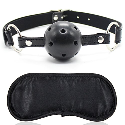 Yeoubi Open Breathable Pu Leather Paly Ball and Blindfold Eye Mask For Men Woman