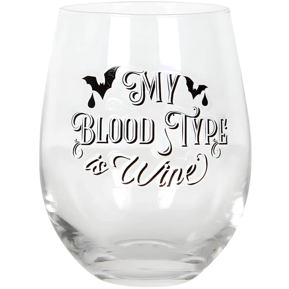 Something Different VV_91022 Hilarious My Blood Type Stemless Glass-Ideal Gift for Wine Lovers