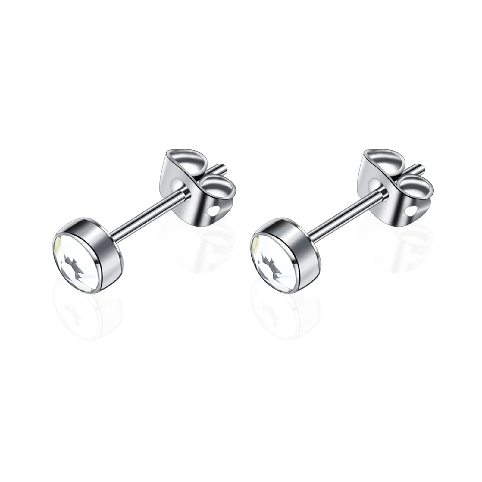 Artskin G23 Titanium Crystal Stud Earrings for Women Men Girls Hypoallergenic Nickel Free 5mm Dainty Elegant Classic Stud Earrings for Sensitive Ears (5MM, Crystal)