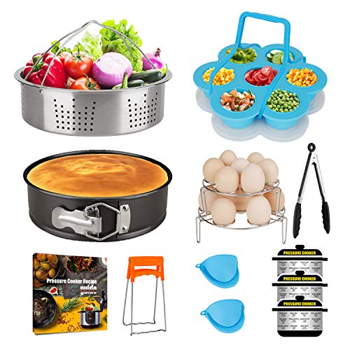 KITOOLBASE Pressure Cooker Accessories compatible with Instant Pot 8 Quart 6 Qt 6QT/8QT, including Steamer Basket Springform Pan Egg Trivet