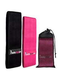 HEALTHYMODELLIFE - Juego de 2 bandas de resistencia de tela suave, antideslizante, diseño sin papel para una comodidad y un control superiores, excelente compañero de ejercicio, perfecto para el gimnasio, uso doméstico.