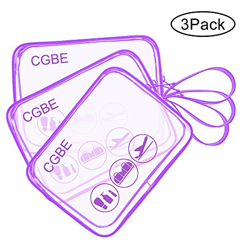 TSA-Approved Clear Travel Toiletry Bag, CGBE Airline Kit 3-1-1 Liquids Toiletries & Cosmetics Packing Organizer Carry-On Luggage Pouch with handle for Women and Men (3 Pack Purple ) - Thumbnail 7