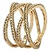 Impression Collection Double X Rings Cross Criss Trendy Fashion Statement Clear CZ Cocktails Gold Plated Size 6-10