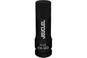 JEUCLEL 19mm Hex Impact Bit Socket, H19 1/2-Inch Impact Drive Allen Socket, Cr-Mo Steel Lengthen Hex Screwdriver Adapter for Electric Ratchet Wrenches Fastening Screws