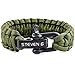 STEVE G Professional Survival Paracord Handwoven Bracelet Black Plated Stainless Steel D Shackle Adjustable Size Fits 7 to 8 Inch Wrists, Army Green