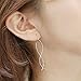 Yoursfs Curved Long Threader Earrings for Silver Plated White Spiral Chain Earrings (Pierced Ears)