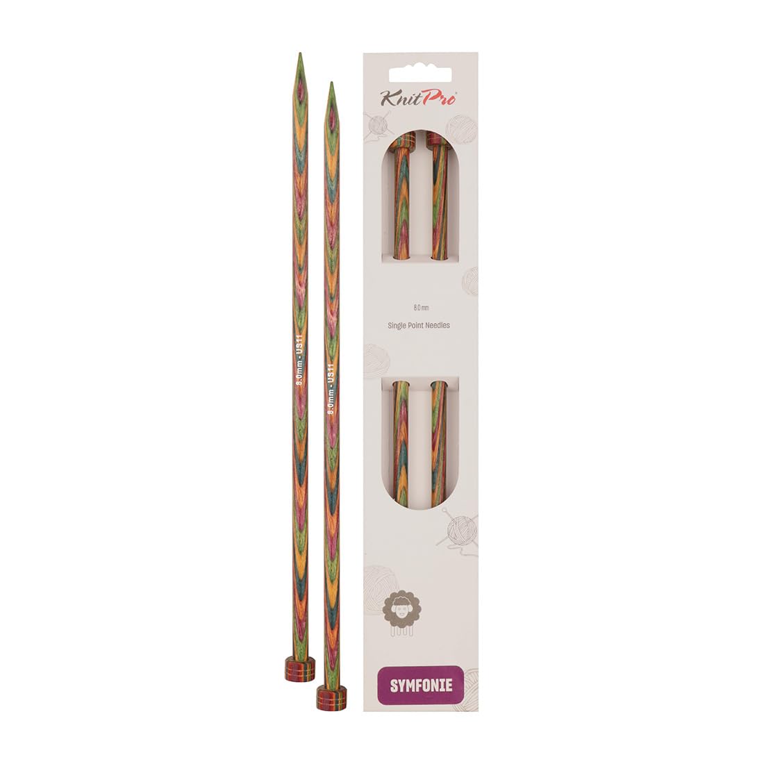 KnitPro Symfonie Single Pointed Needles 12" (30cm) | 8.00mm