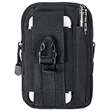StyleZ Tactical Molle Pouch Compact EDC Utility Gadget Belt Waist Bag with Cell Phone Holster Holder for iPhone 8 Plus (Black)