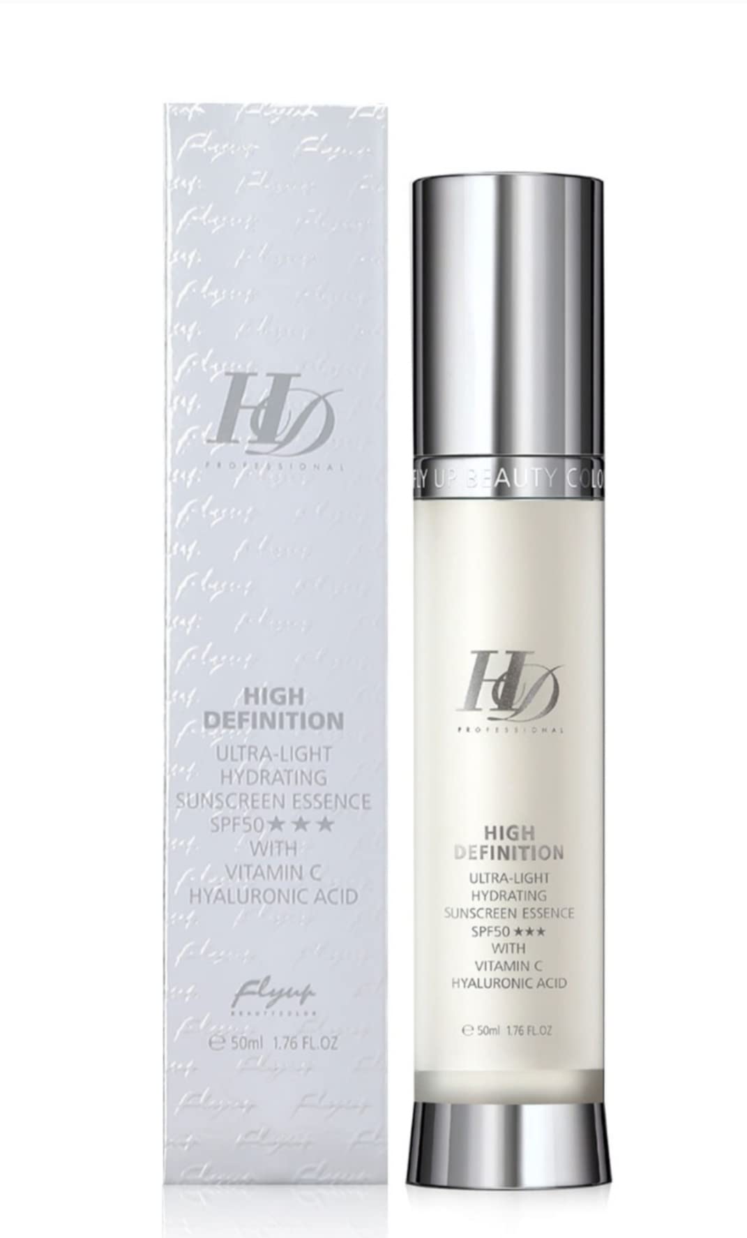 Award Winning Fly Up HD Hydrating Sunscreen SPF 50 Vitamin C Hyaluronic Acid Face Sun Cream Moisturiser