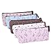 eBoot Flower Pencil Case Zippered Canvas Pouch Cosmetic Bags, 5 Pieces