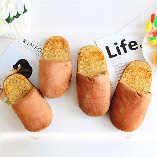 Dermanony Couple Home Slippers Warm Home Shoes Look Bread Bun Plush Cotton Shoes Soft Bottom Non-Slip Warm Slippers Brown