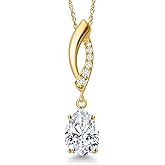 Gem Stone King 10K Yellow Gold 8X6MM Pear Shape Gemstone Birthstone and Lab Grown Diamond Infinity Pendant Necklace for Women | With 18 Inch Chain
