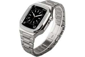 N\C Daze Compatible with Apple Watch Band 44mm/45mm Series 5/6/7 with Case Stainless Steel iWatch Armour Protective Metal Bumper Case Rugged Protector Drop-Proof Shockproof