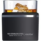 Asobu Insulated Whiskey Glass and Stainless Steel Sleeve (Black)