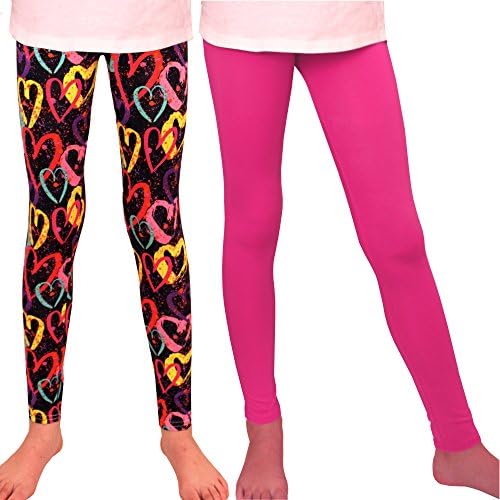 Syleia Girls Leggings, High Waist, Ankle Length, Hearts Graphic Prints & Pink