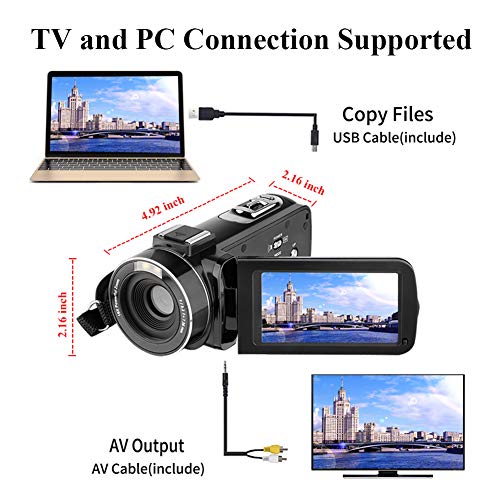 Video Camera Camcorder AiTechny HD 1080P 24.0MP Digital Camera YouTube Vlogging Camera 3.0 inch LCD 270 Degrees Rotatable Screen 16X Digital Zoom Camera Recorder 2 Batteries (301S-Plus)
