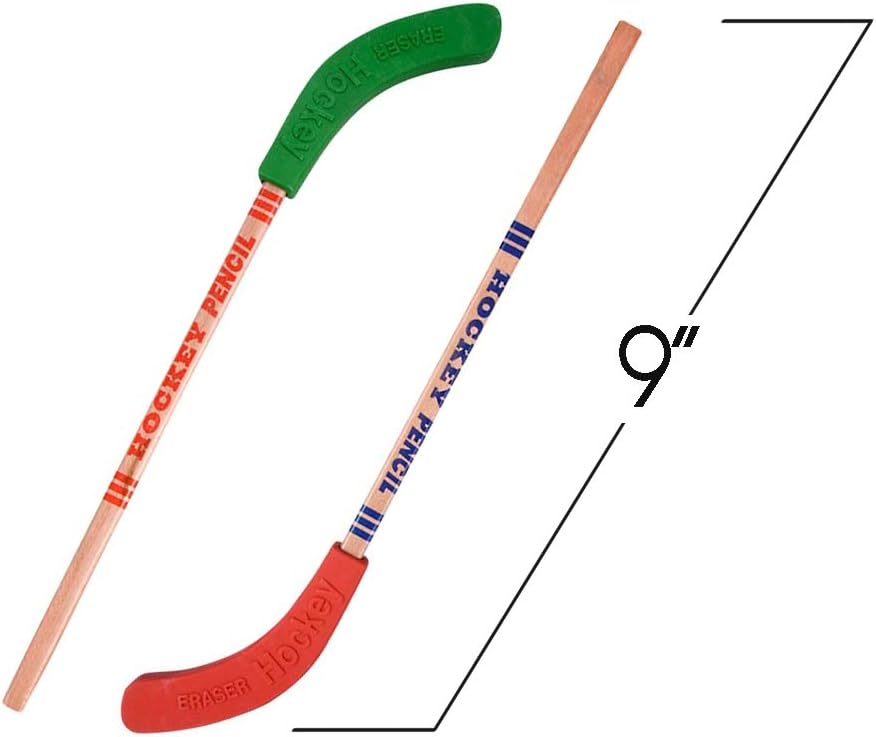 ArtCreativity Hockey Pencils for Kids and Adults - Set of 12 - Includes 9 Inch Pencils with Eraser Topper - Unique School Stationary Supplies - Birthday Party Favor for Boys and Girls, Classroom Prize: Toys & Games