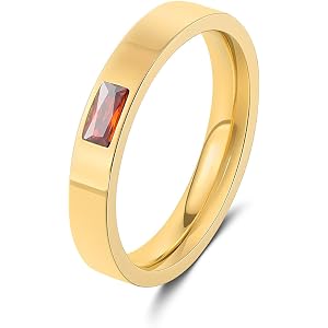YURZA Birthstone Rings for Women Non Tarnish 14K Gold Plated Stackable Band Statement Dainty CZ Rings Anniversary Mother's Da
