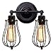 KingSo Wall Sconce 2 Light Metal Industrial Wire Cage Wall Light Fixture Vintage Style Edison Rustic Wall Lamp for Headboard Bedroom Farmhouse Garage Door Porch