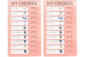ZHU IN SY 2 Pcs Chore Chart for Adults to do List My Chores Checklist Task Board Sliding Routine Chart for Kids, Memo Boards Slider Schedule DIY Detachable Daily Checklist Planning Table (2Pcs Pink My Chores)