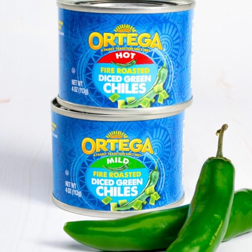 ORTEGA FIRE ROASTED DICED GREEN CHILES, MILD, 4 OZ