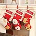 Shelly Christmas Stocking,3 Pcs Set of 18 Big Size Santa Snowman Reindeer Xmas Character 3D Plush Faux Fur Cuff Christmas Decorations Party Accessory.