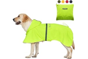 KOOGAL Pet Large Dog Raincoat Apparel Poncho Waterproof for Medium Large Sized for Dog Raincoat Clothes Jacket (Fluor Yellow,4XL)