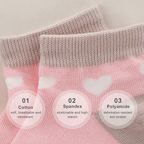 SUNBVE Toddler Little Girls Fun Cotton Ankle Socks 5 Pairs Pack