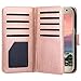 ULAK Galaxy S7 Wallet Case, Magnetic Premium PU Leather Flip Stand Folio Cover with Built-in 9 Slots and Wrist Strap for Samsung Galaxy S7 (5.1 inch) 2016 Release (Pink + White) Will not Fit S7 Edge