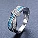 Rongxing Jewelry Cross Blue Aquamarine Diamond Women's White Gold Cocktail Ring Size 10