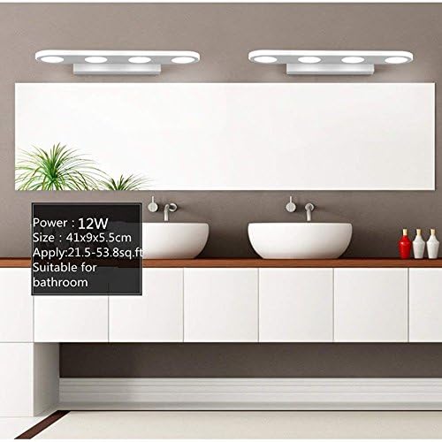 AFSEMOS 12W Bathroom Vanity Light, Modern Make up Mirror Light, Fashion LED Wall Light, Cabinet Mirror Light, 4-Lights Cool White 900 Lumen Bathroom Bedroom Lighting