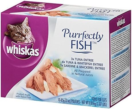 Best Cats Food Fish Featuring Tuna Variety 3-Pack (10-Count) 3 Ounces Wet Cat Food WHISKAS PURRFECTLY Favorites nutrition Wellness Feast Gourmet