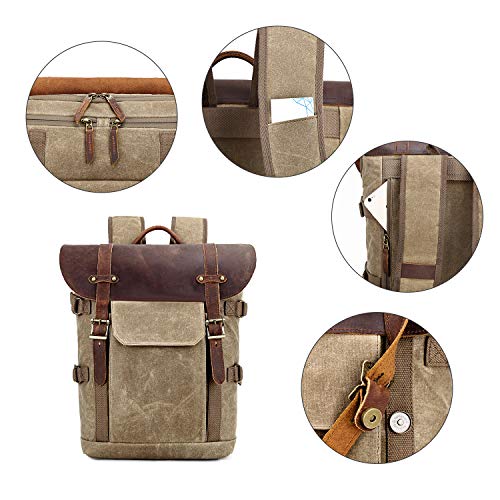 Kattee DSLR Camera Backpack Canvas Vintage Waterrepellent 15 inch