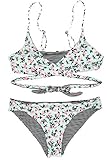 Cupshe Fashion Women's Floral Printing Front Cross Padding Bikini Set (M)