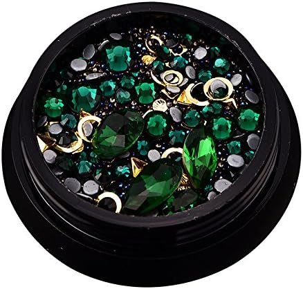 JUNGEN Nail Polish Sequin Artificial Diamonds Shiny Mirror Glitter Nail Sequins Art Tips Sequins For UV Nail Gel Polish 3D Nail Art Decoration size 4.0cm * 4.0cm * 1.45cm (Green)