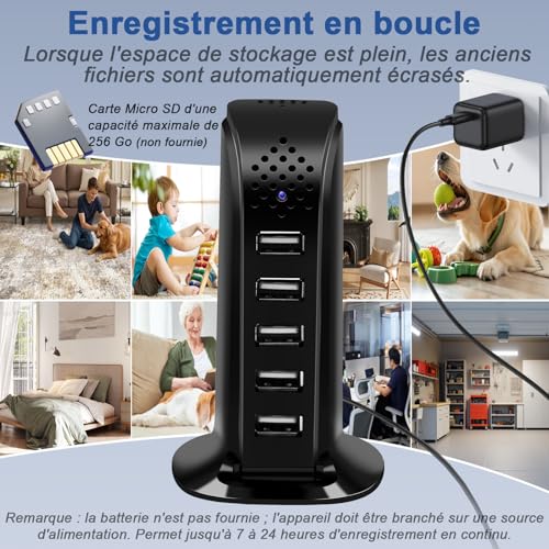 Yadayuki Caméra Cachée WiFi 2.4/5G,HD 1080P Caméra Espion, Mini Camera Espion sans Fil avec Détection de Mouvement/Enregistrement en Boucle ＆Consultation à Distance