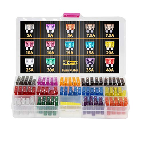 GBAuto 140pcs Assorted Auto Car Truck Standard Blade Fuse Assortment 2A 3A 5A 7.5 A 10A 15A 20A 25A 30A 35A 40A Car Boat Truck SUV Automotive Replacement Fuses