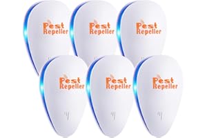 RibRave Ultrasonic Pest Repeller 6 Pack Indoor Pest Repeller Plug in Ultrasonic Pest Control Repelling Rodent and Insect Electric Pest Control Repellent Friendly for Kid and Pet, White