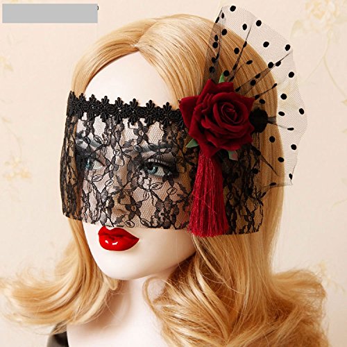 Idealgo retro black lace veil cover headdress funny party half fa…