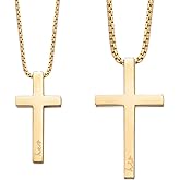 Couple Cross Necklace Set His Hers Stainless Steel Pendant Necklace for Womens Mens
