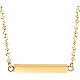 MOSURNSJWY Horizontal Bar Urn Necklaces for Ashes for Women Stainless Steel Cremation Jewelry Ash Pendant of Loved One Keepaske Memorial Human Ashes