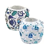 ALVABABY Baby Swim Diapers 2pcs Reuseable & Adjustable for Swimming Lesson & Baby Shower Gifts (Sea Horse and Boats, one Size (0-2 Years Old))