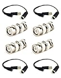 4 Pack LOREX 4-Pin DIN Connector + BNC Female Adapter w/ 4 BNC Male Connectors