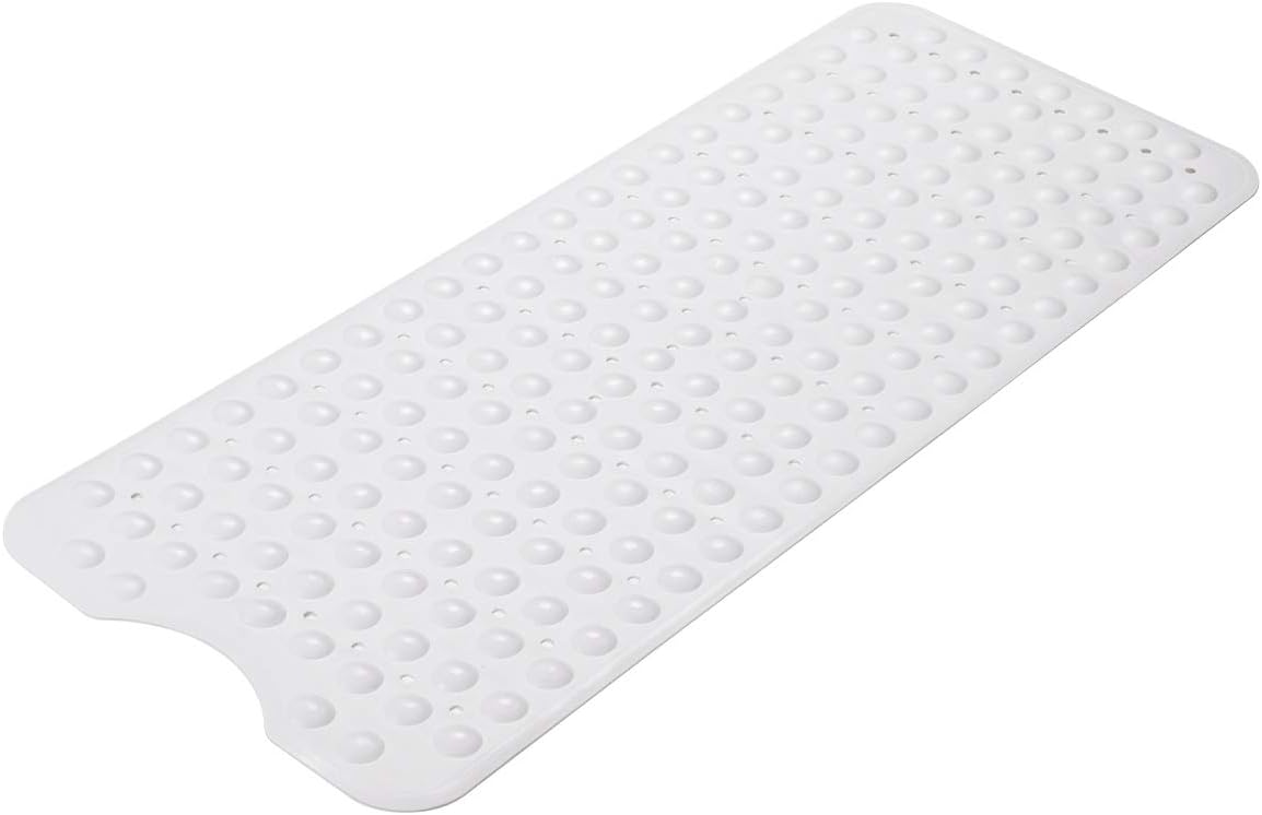 AmazerBath Bath Tub Mat, Larger Suction Cups Bath Mats with Strong Grip, Eco-Friendly TPE Material, Soft and Odorless, Machine Washable, Non-Slip Shower Mats for Bathroom, 39 x 16 Inches (White): Home & Kitchen