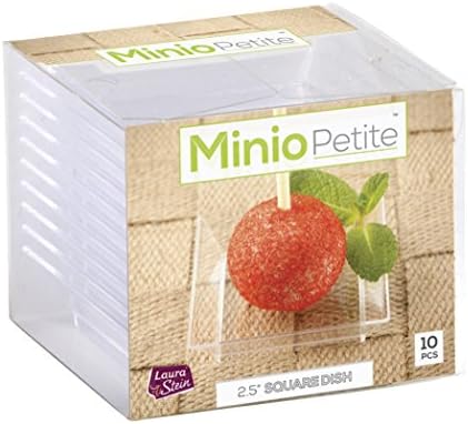 Minio Petite 2.5x2.5-Inch 10-Piece Square Mini Dessert Plates, Clear (1-Pack)
