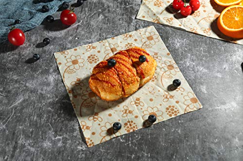 Beeswax Food Wraps Pack of 5, Handmade and Waterproof Reusable Sandwich and Food Wrap Set, Sustainable and Washable Wraps To Keep Food Fresh in 2 Small, 2 Medium, 1 Large Size